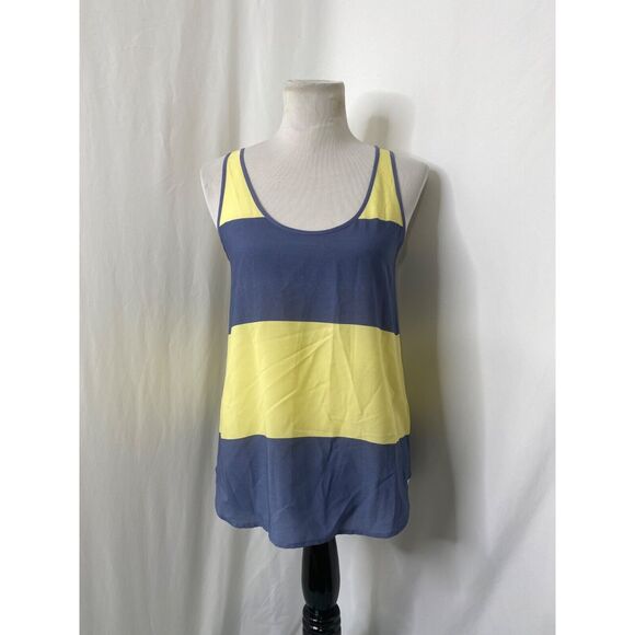 French Connection Women’s Tank Top Blue and Yellow Striped Sleeveless Size 4 - Picture 2 of 8